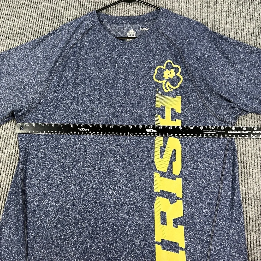 Notre Dame Fighting Irish Shirt Adidas Climalite Mens Large Blue Short Sleeve
